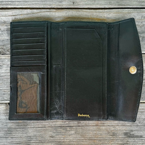 VTG Burberry Leather & Fabric Tri-Fold Wallet - Picture 4 of 13